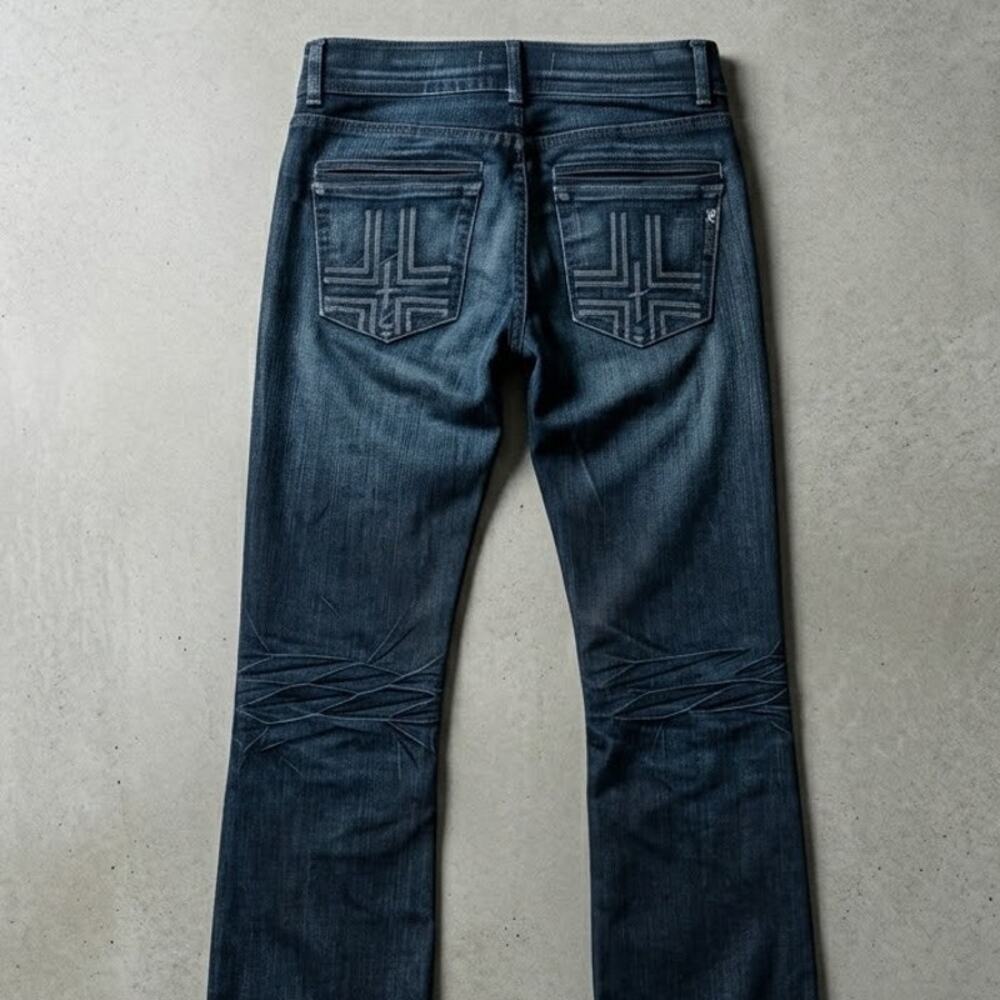 Bishop of Seventh Y2K McBling Flare Jeans 1 Cross Pocket Cyber Grunge Denim